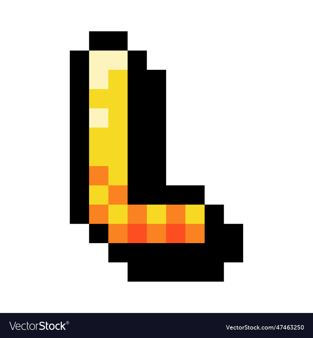 Pixel 8 bit uppercase letter l as font Royalty Free Vector