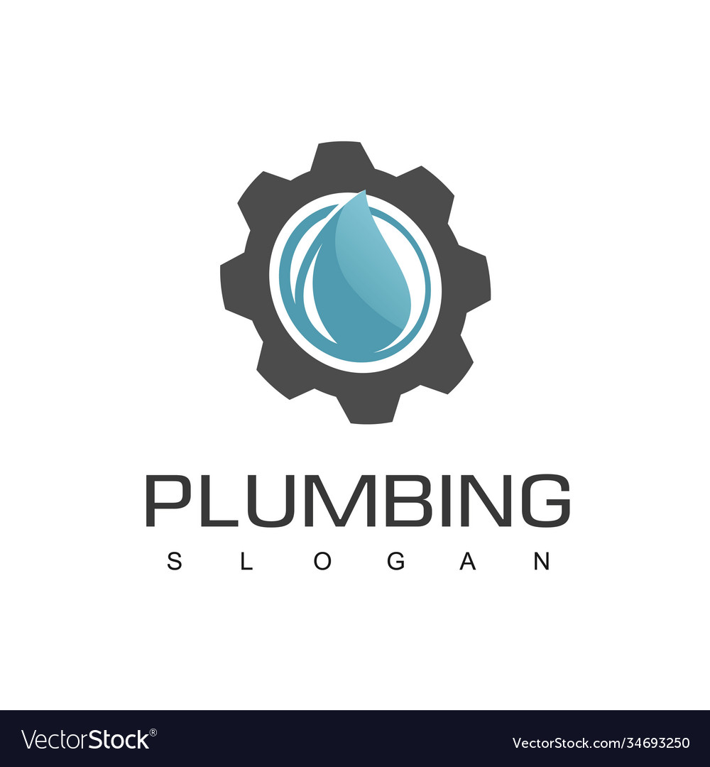 Plumbing logo design template with gear