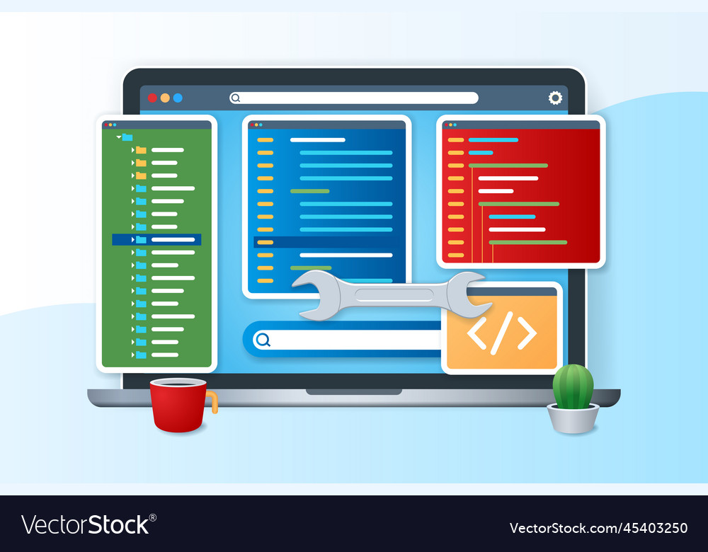Programming banner in 3d style Royalty Free Vector Image