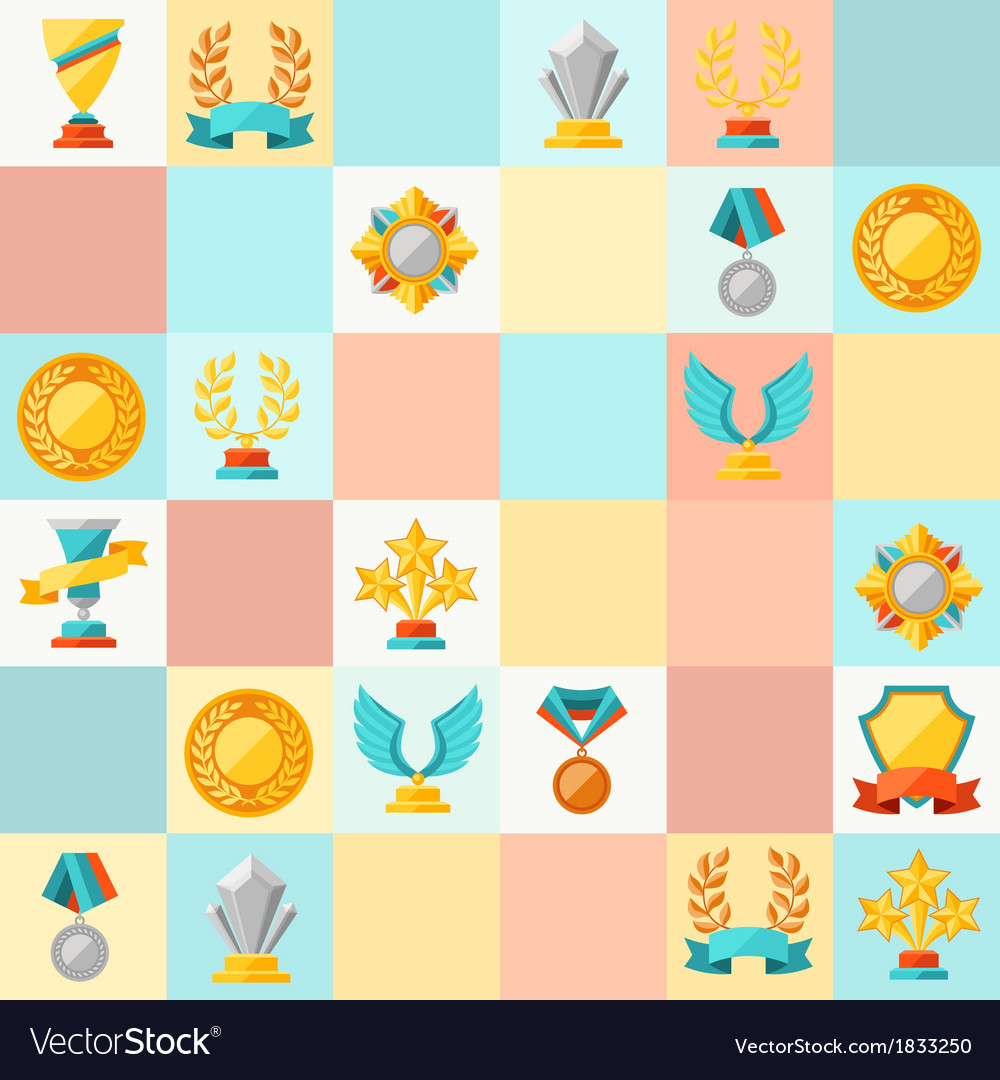 Seamless pattern with trophy and awards