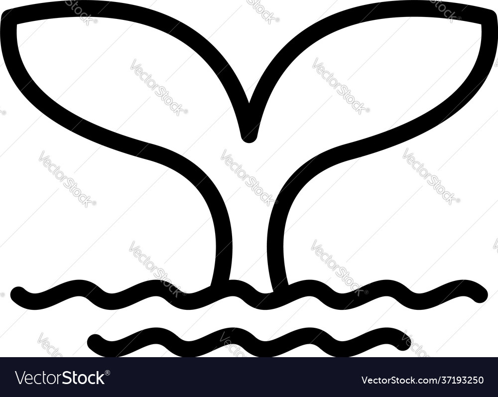 Whale tail icon outline style Royalty Free Vector Image