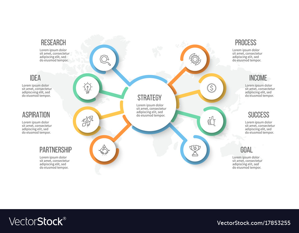 Business infographic organization chart with 8 Vector Image