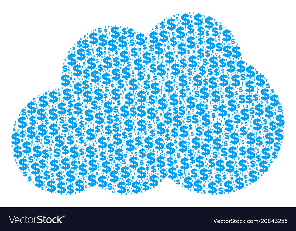 Cloud collage of dollar and dots