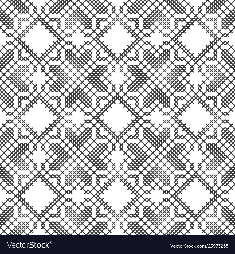 Cross stitch black and white seamless pattern