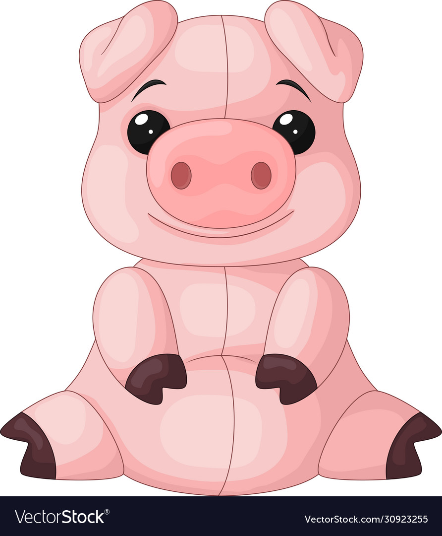 Cute baby pig cartoon sitting