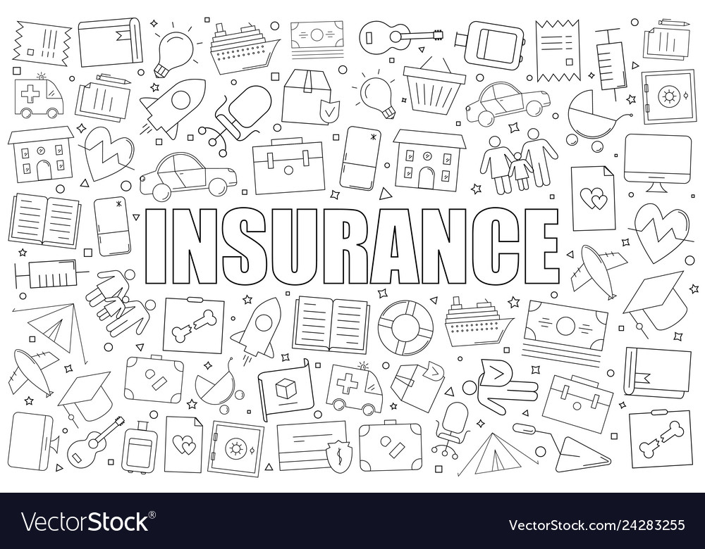 Insurance background from line icon Royalty Free Vector