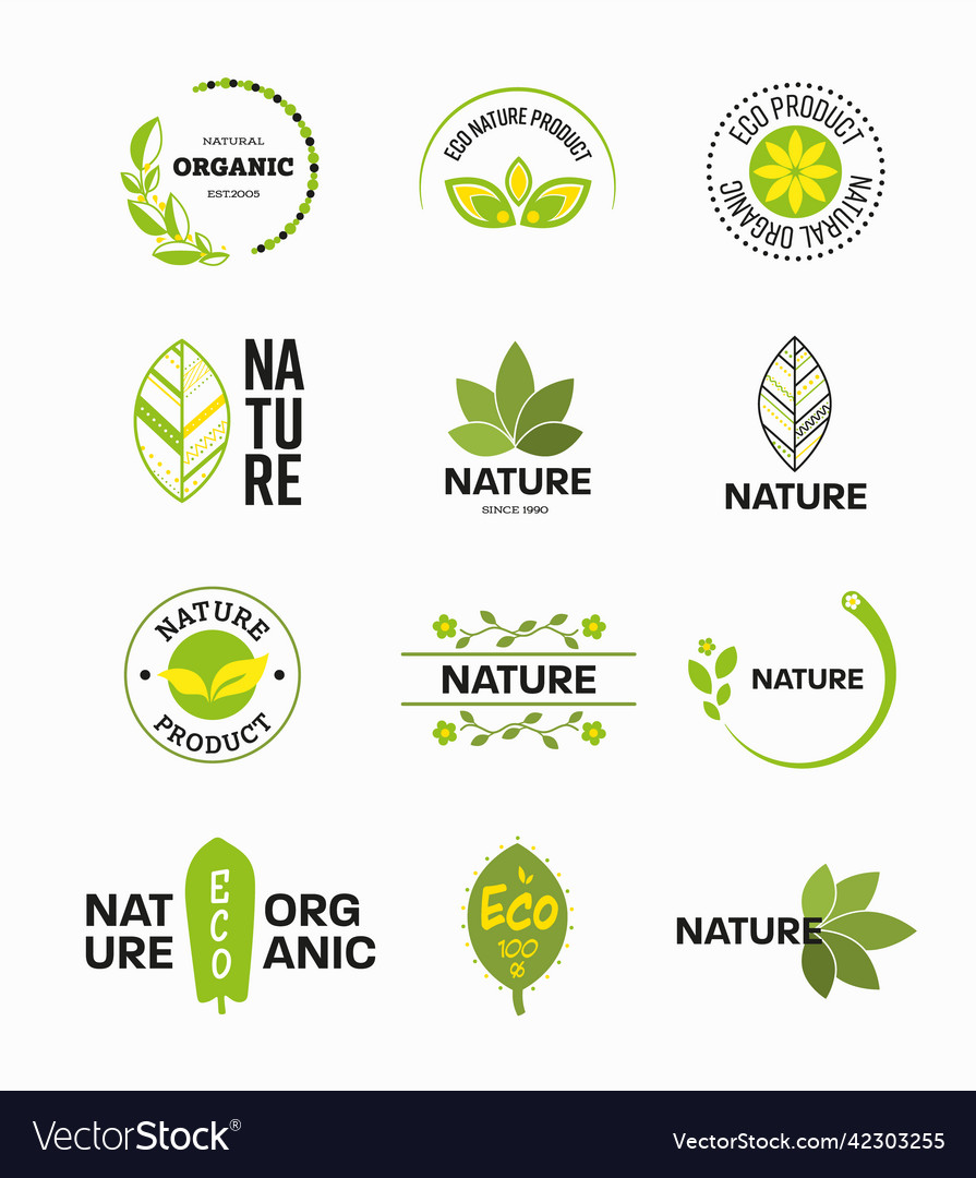 Logos on natural and eco themes Royalty Free Vector Image