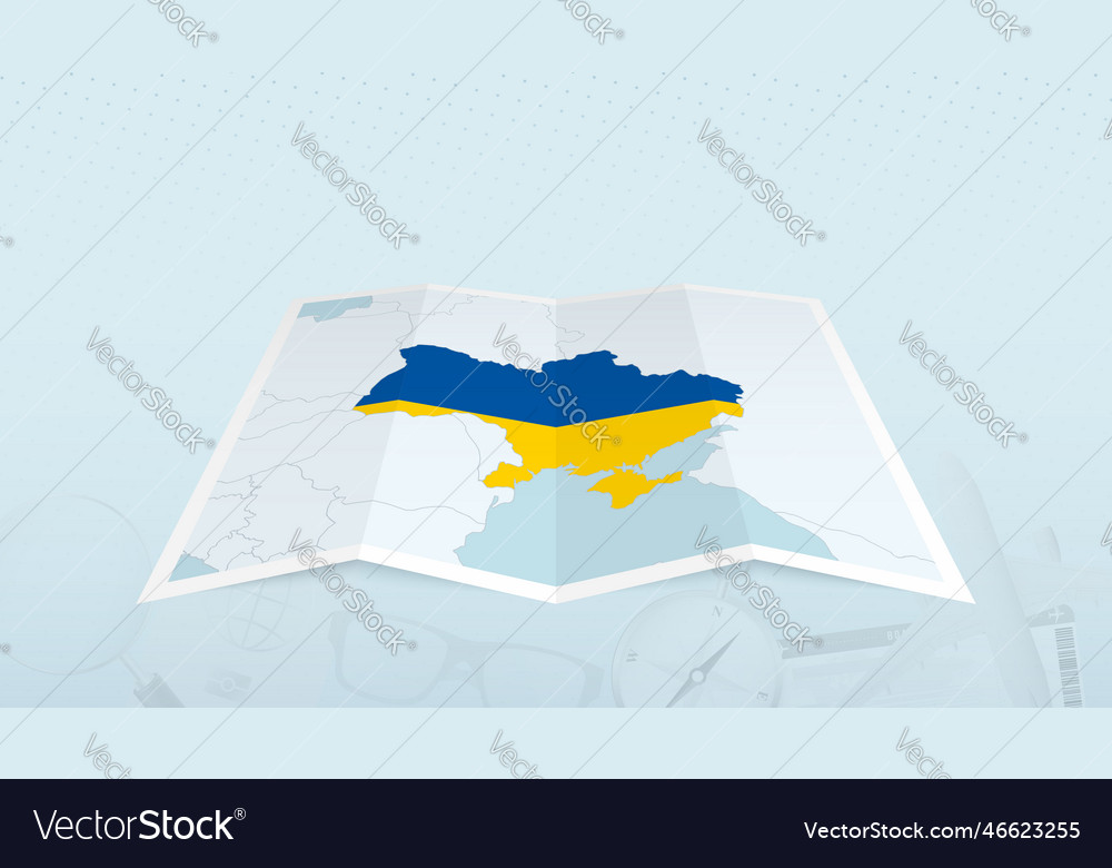 Map of ukraine with the flag of ukraine Royalty Free Vector