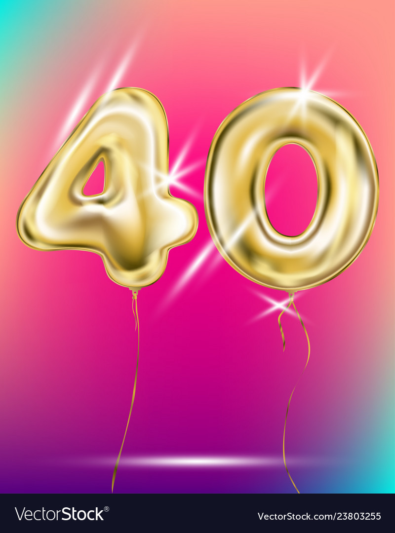 Number forty gold foil balloon on gradient