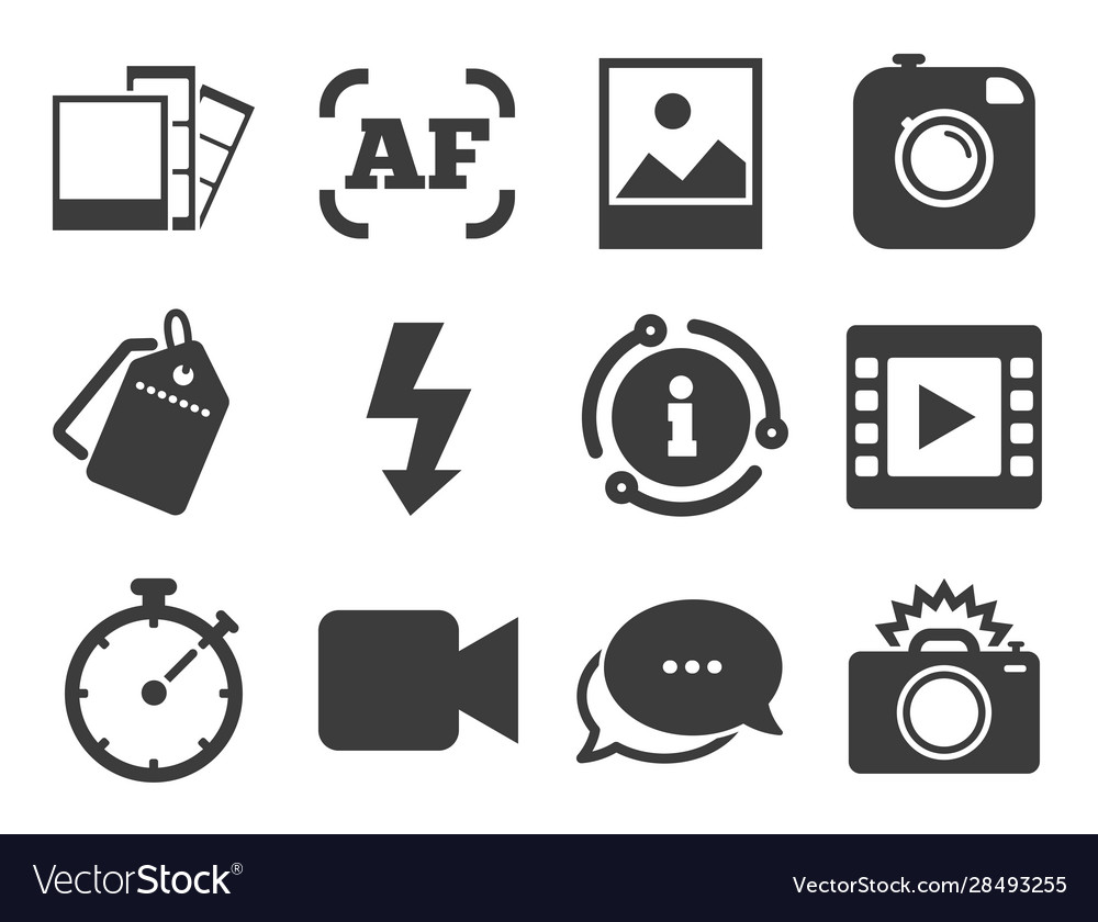 Photo video icons camera photos and frame Vector Image