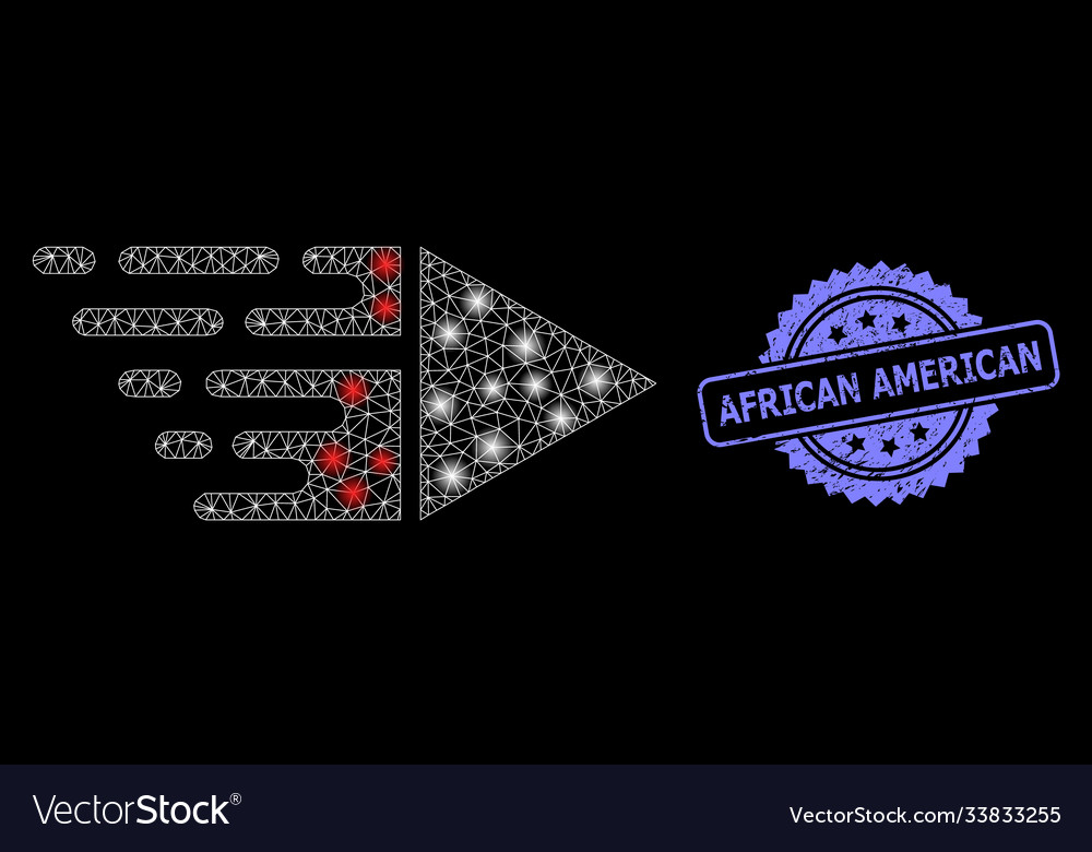 Rubber african american stamp and bright web mesh