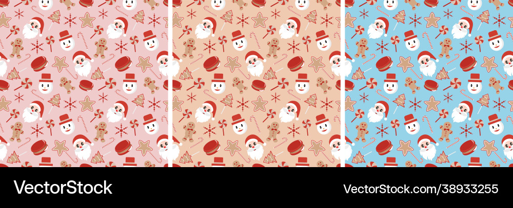 Set christmas background seamless pattern Vector Image