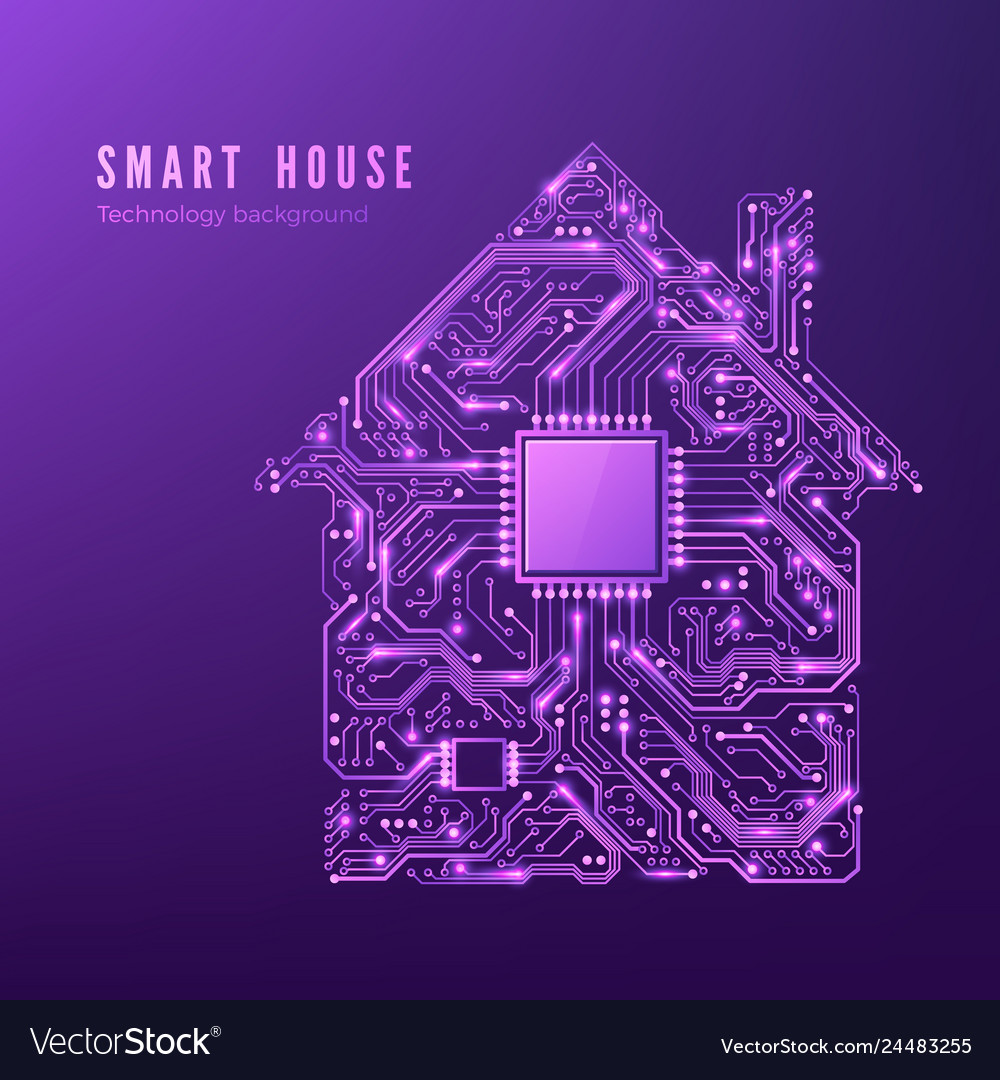 Smart house concept circuit home isolated Vector Image