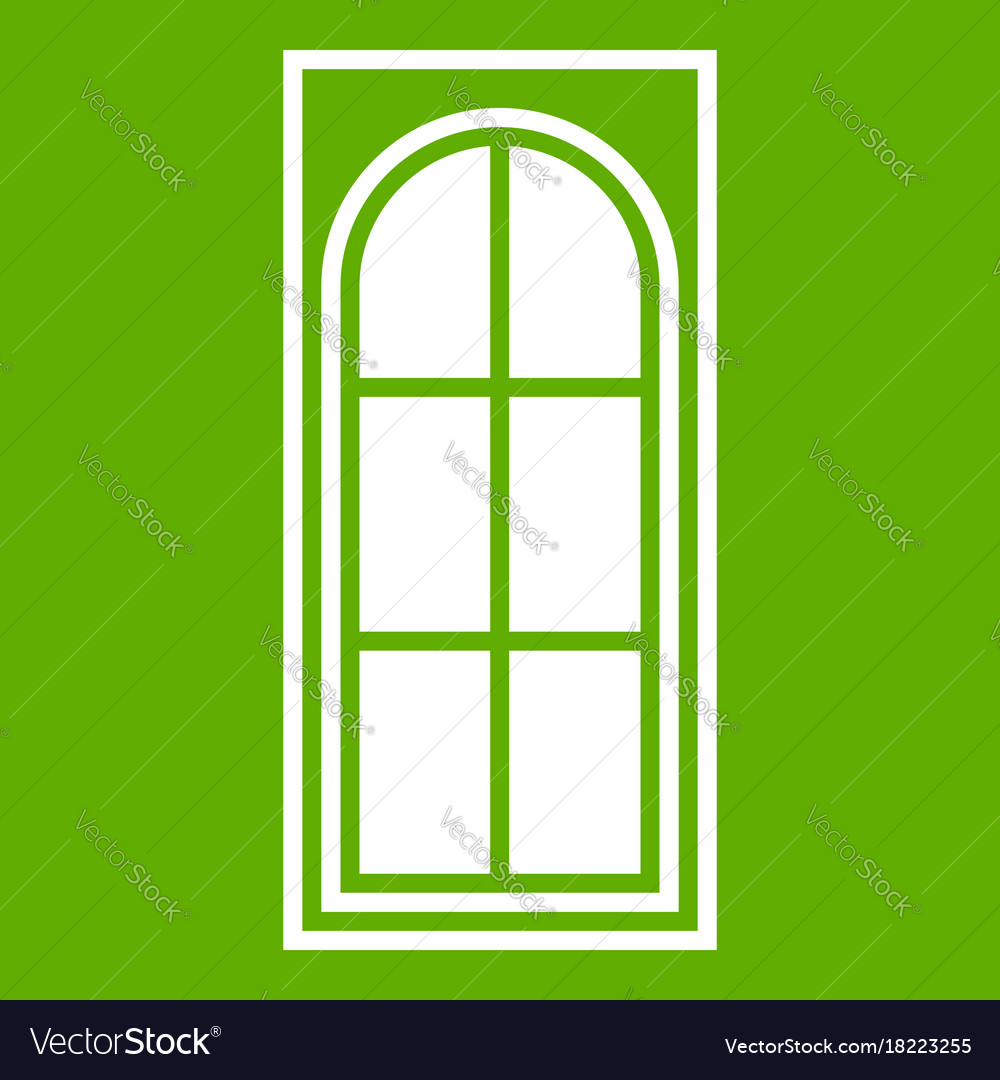 Wooden door with glass icon green Royalty Free Vector Image