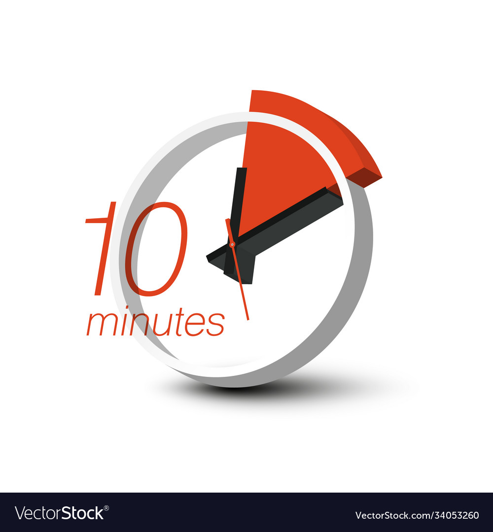 10 minutes clock symbol ten minute 3d stopwatch Vector Image