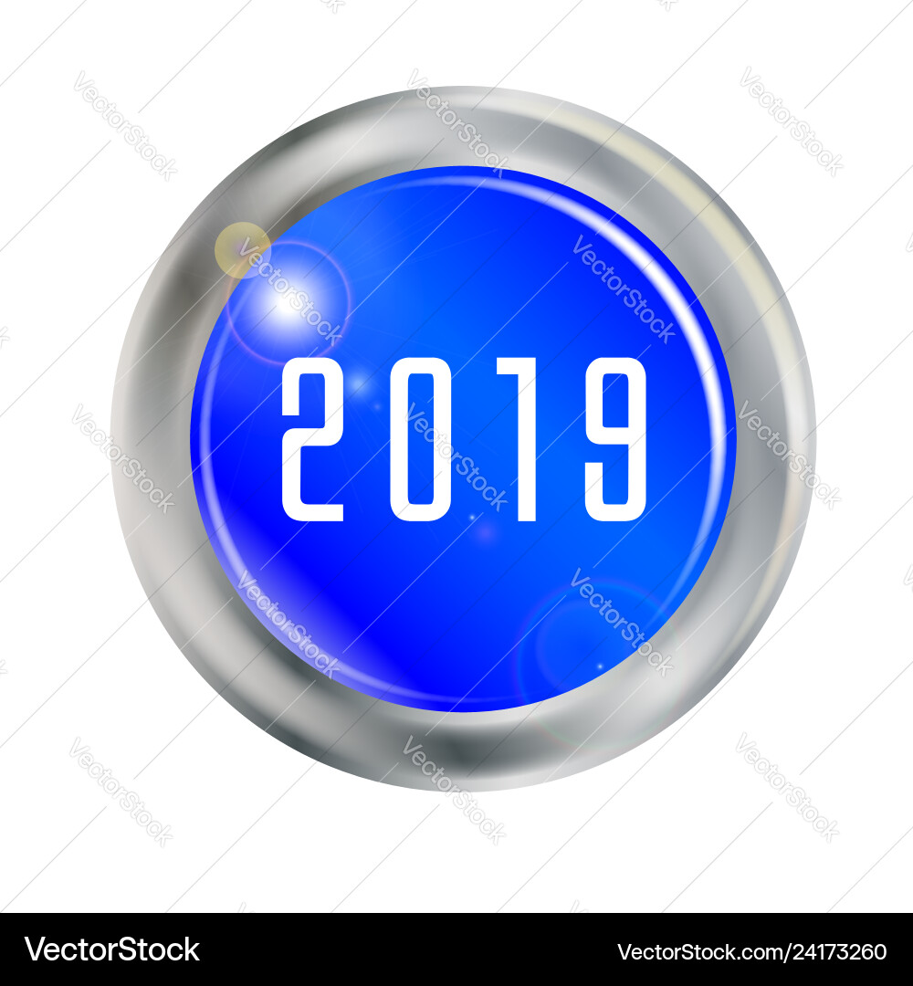 2019 blue button Royalty Free Vector Image - VectorStock
