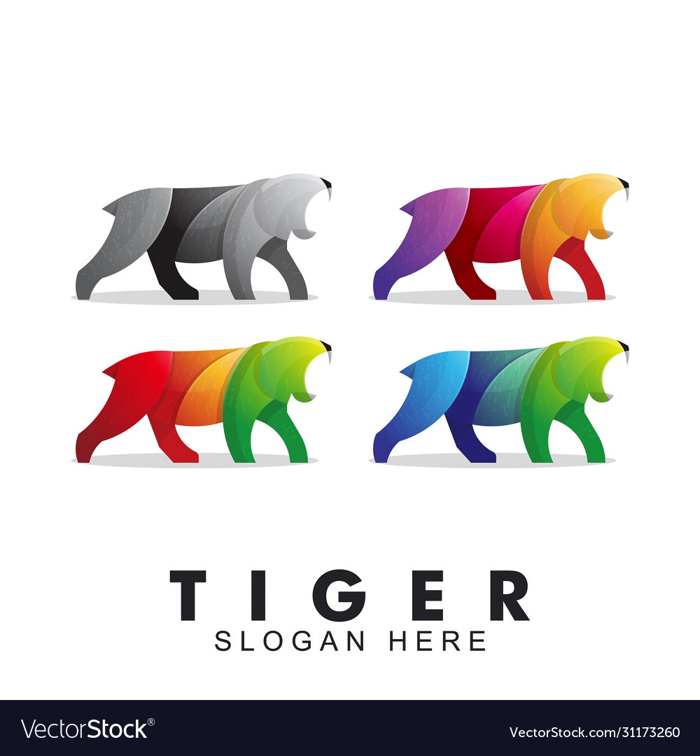 Colorful tiger logo design that is angry