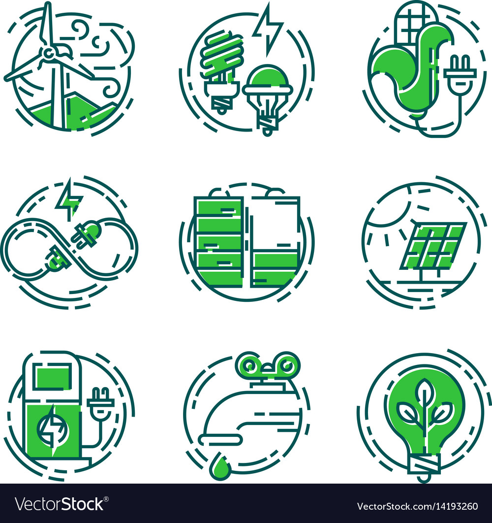 Green ecology energy conservation icons