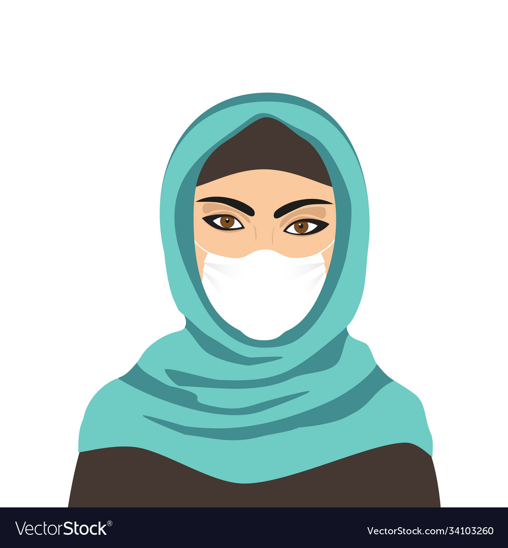Hijab muslim woman wearing medical mask Royalty Free Vector