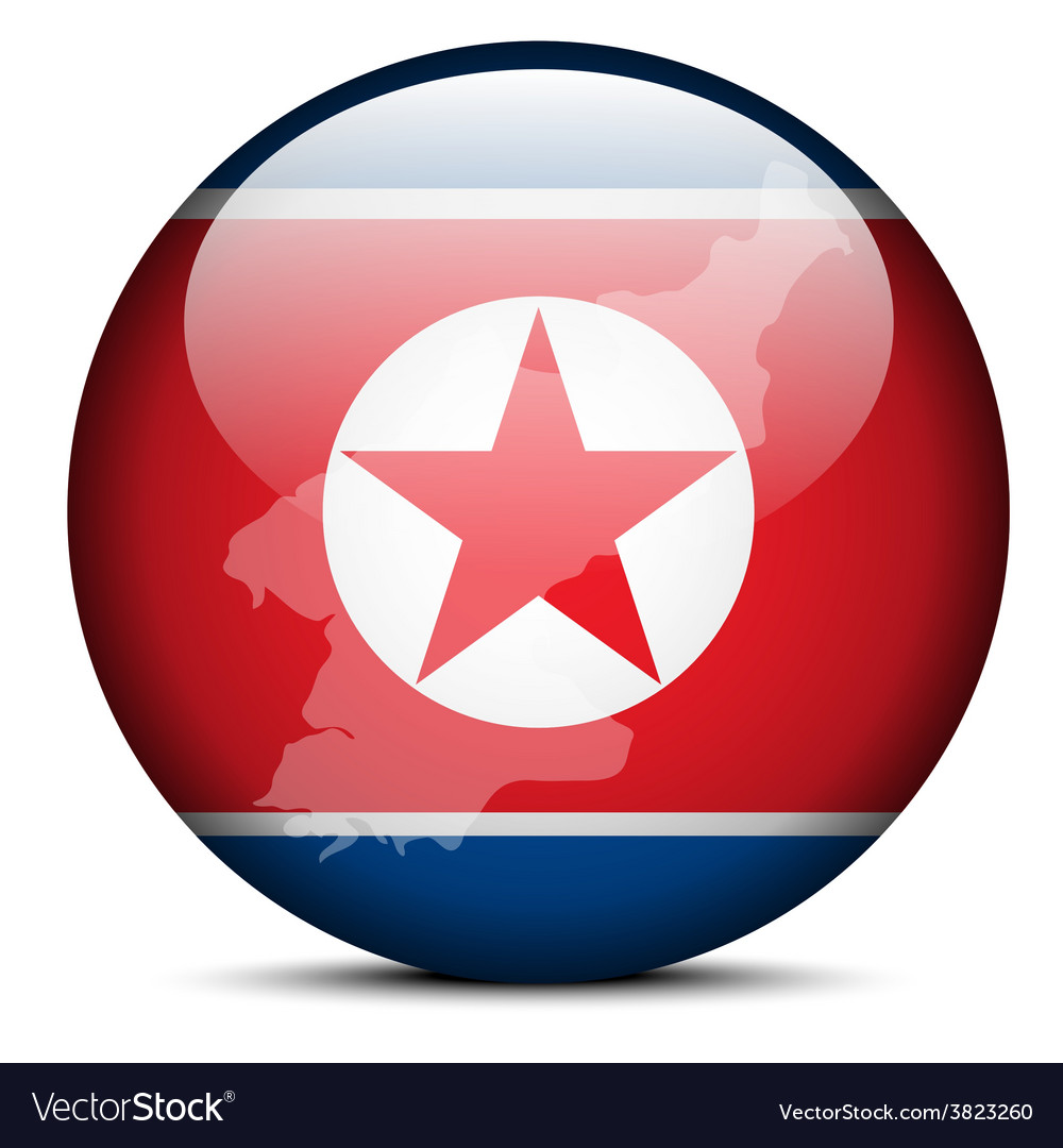 Map on flag button of democratic peoples republic Vector Image