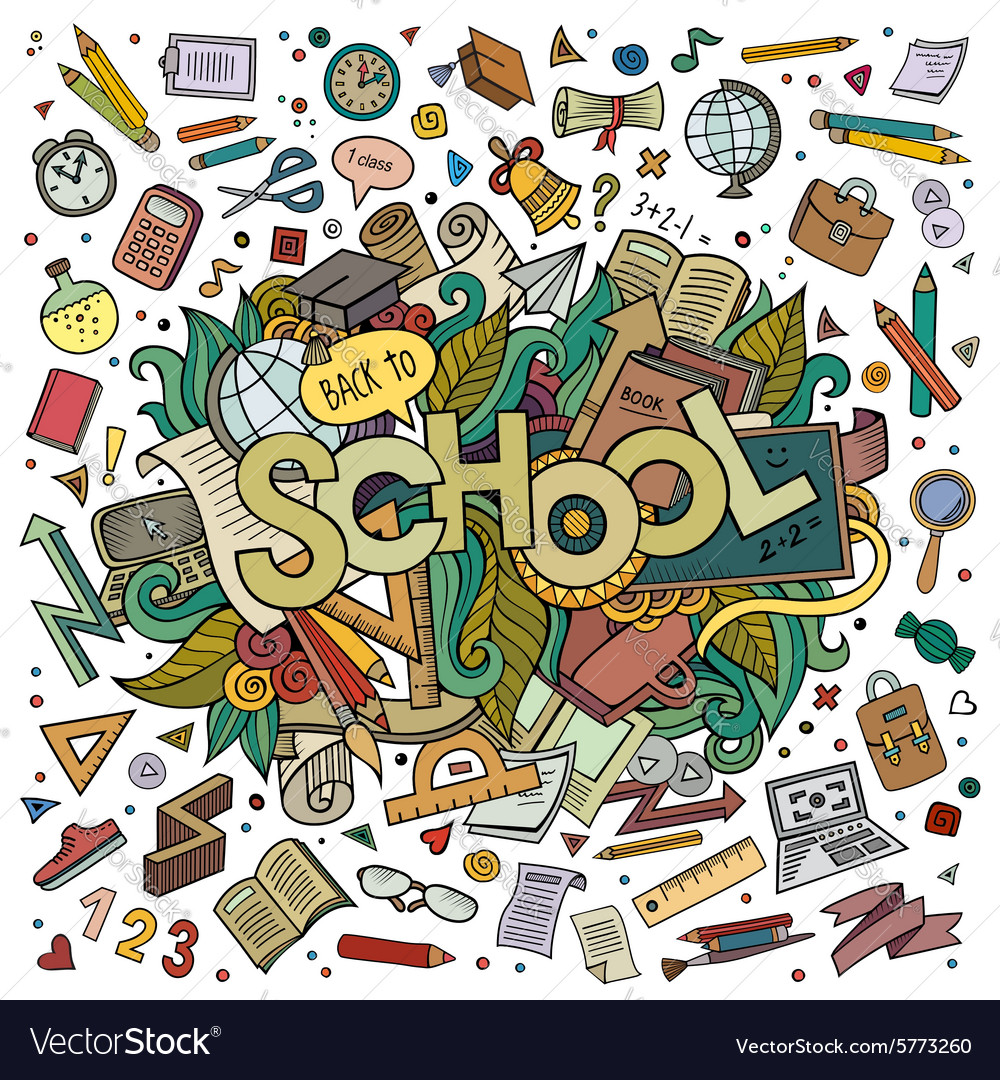 School hand lettering and doodles elements Vector Image