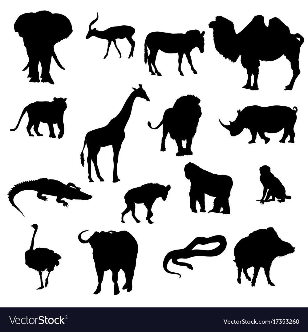 Silhouettes of animals safaris Royalty Free Vector Image