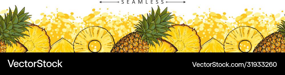 Summer pineapple or ananas seamless pattern sketch