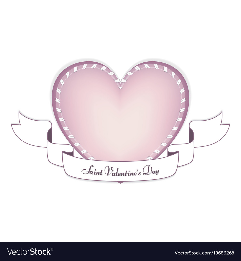 A Tender Pink Heart With A White Banner On The Day