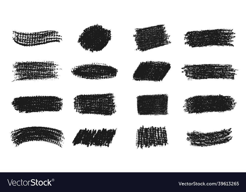 Abstract black chalk strokes collection