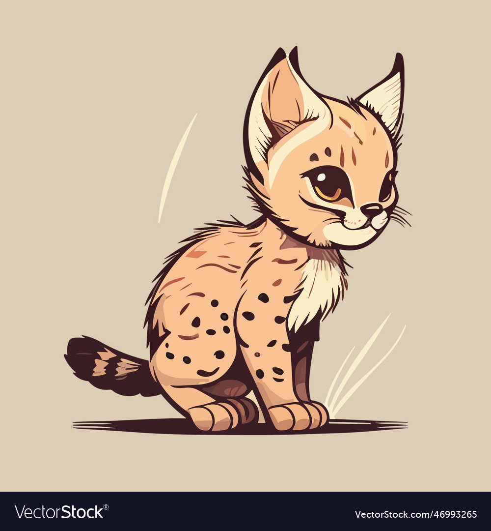 Cute cartoon serval Royalty Free Vector Image - VectorStock