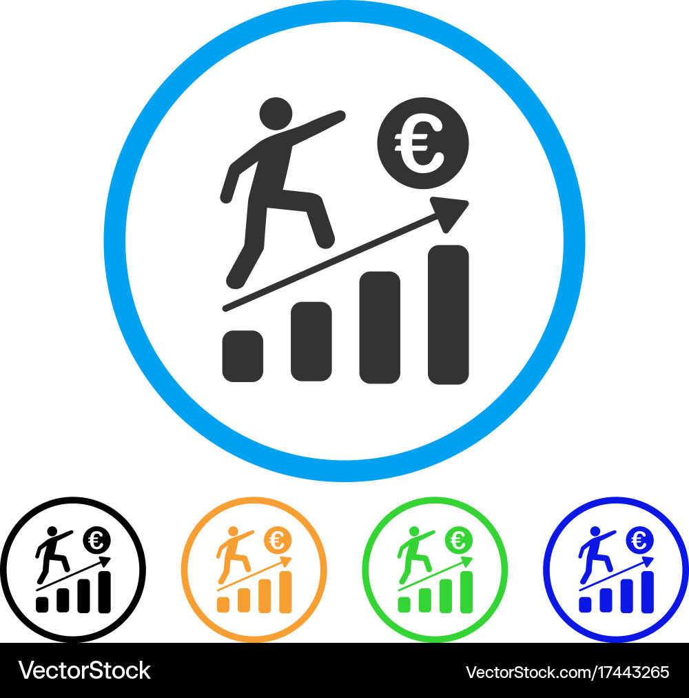 Euro business growth rounded icon Royalty Free Vector Image