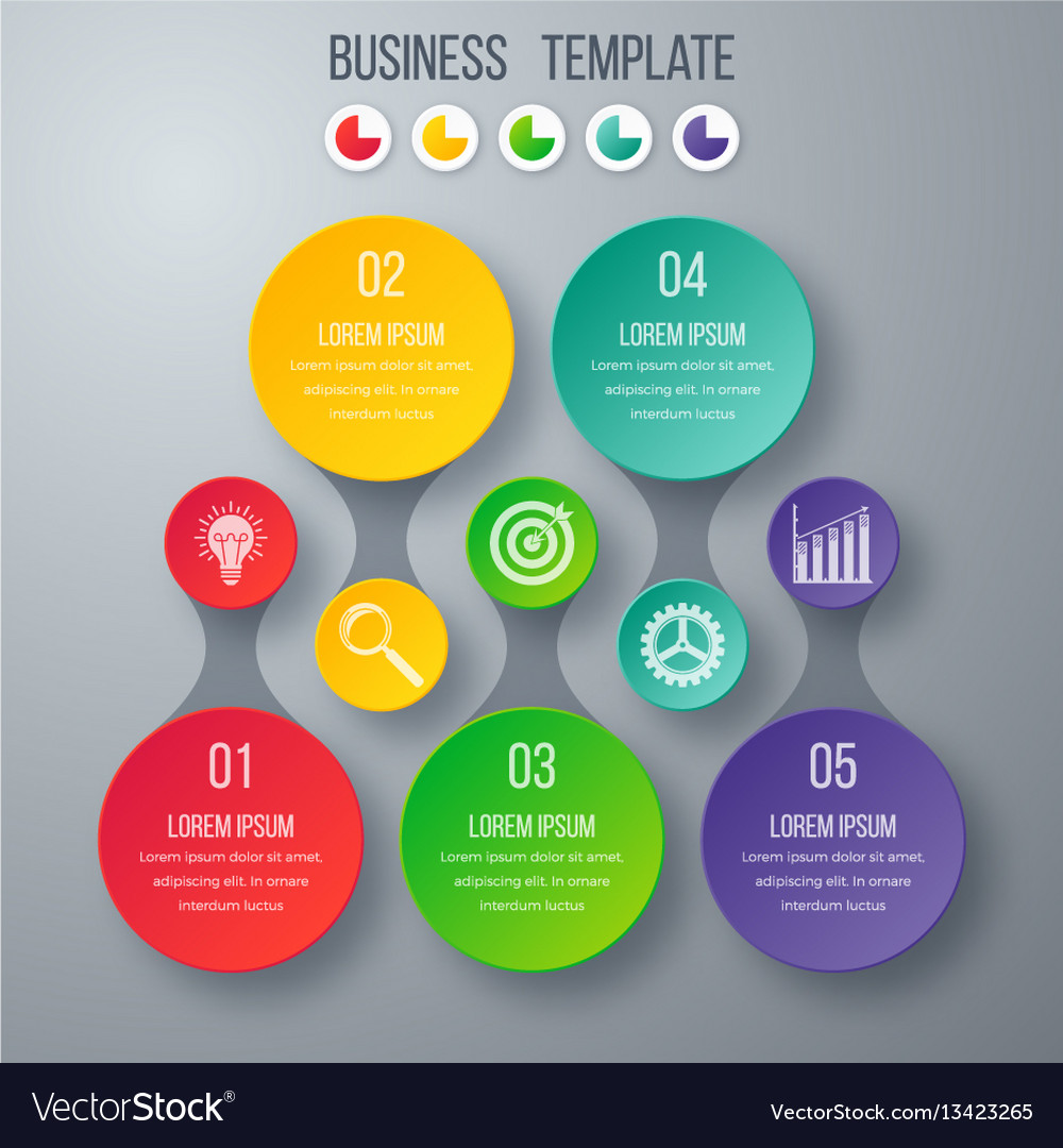 Infographics template five options with circle Vector Image