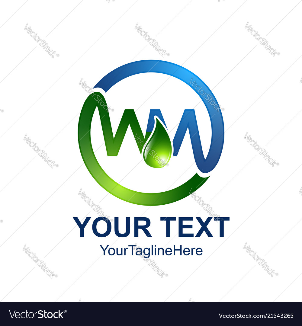 Initial letter wm logo template colored blue Vector Image