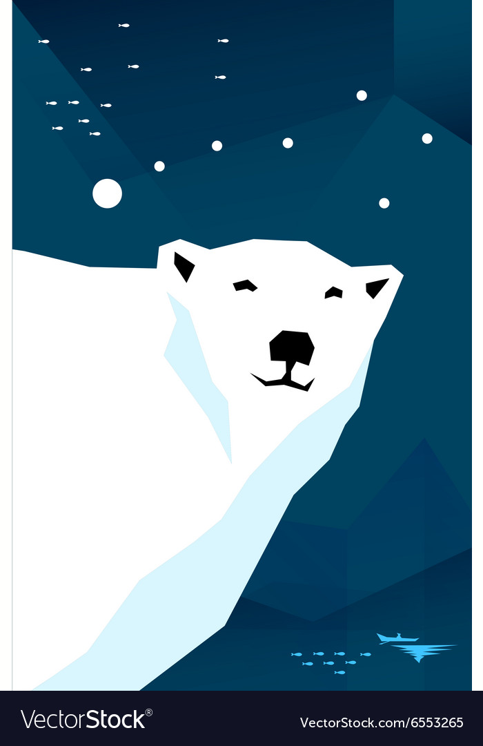 Polar bear with constellation ursa minor Vector Image