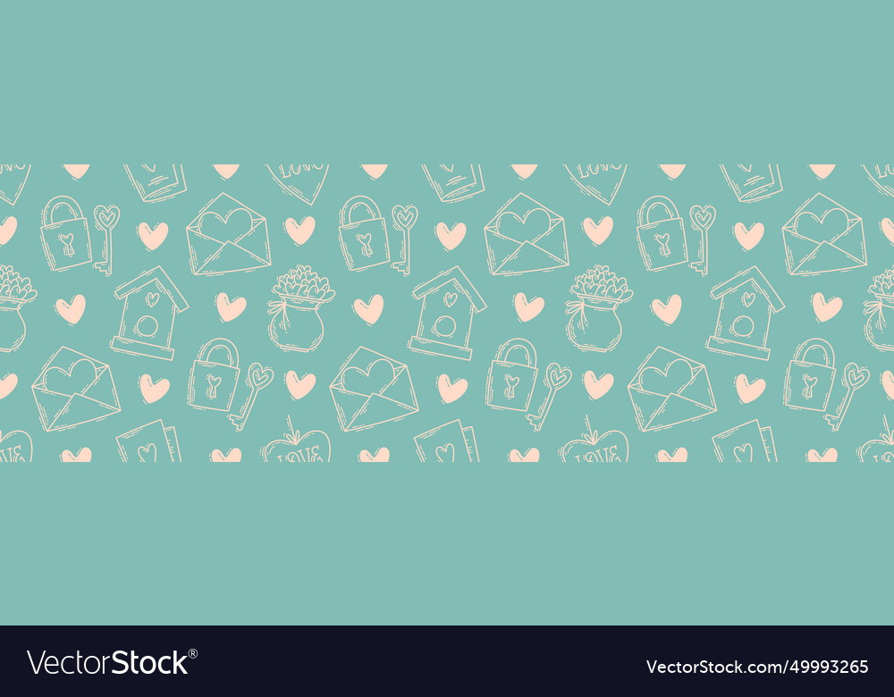 Valentines day doodle hand-drawn seamless pattern