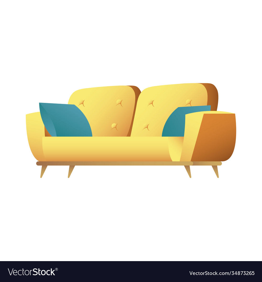 Yellow sofa double with cushions forniture house