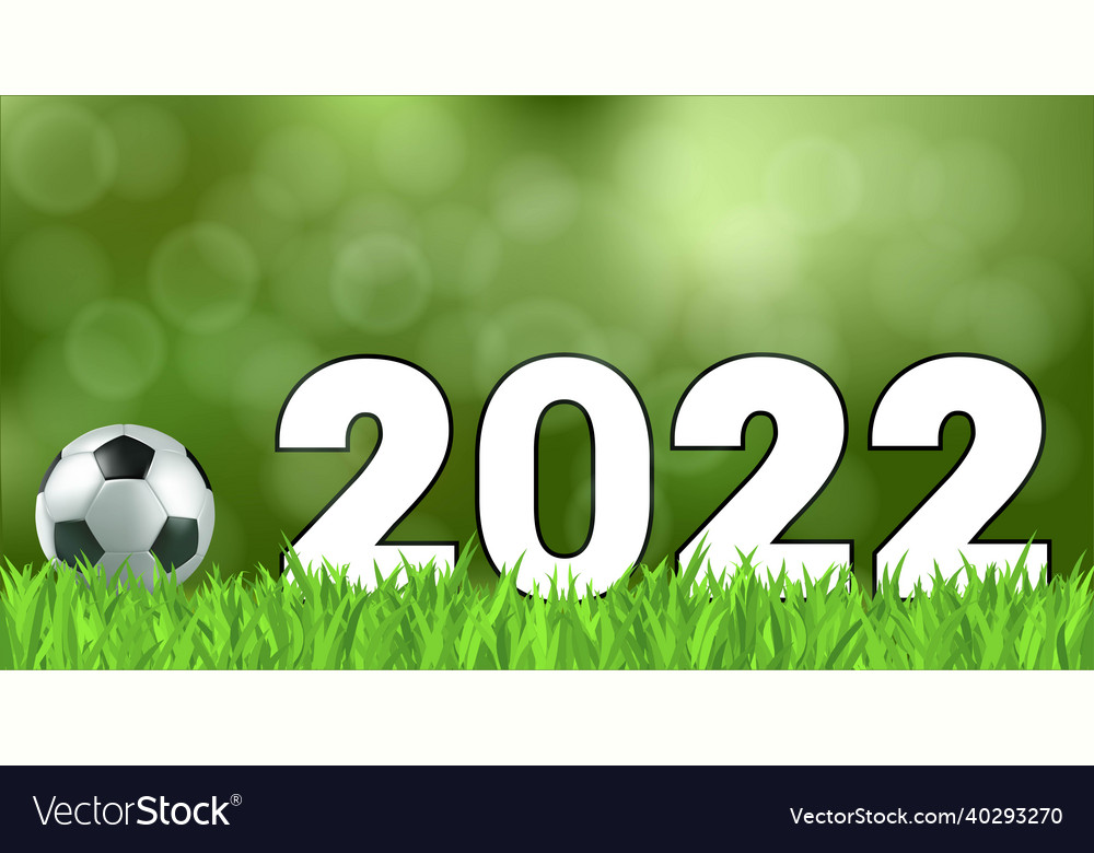 2022 football on top of green grasses Royalty Free Vector