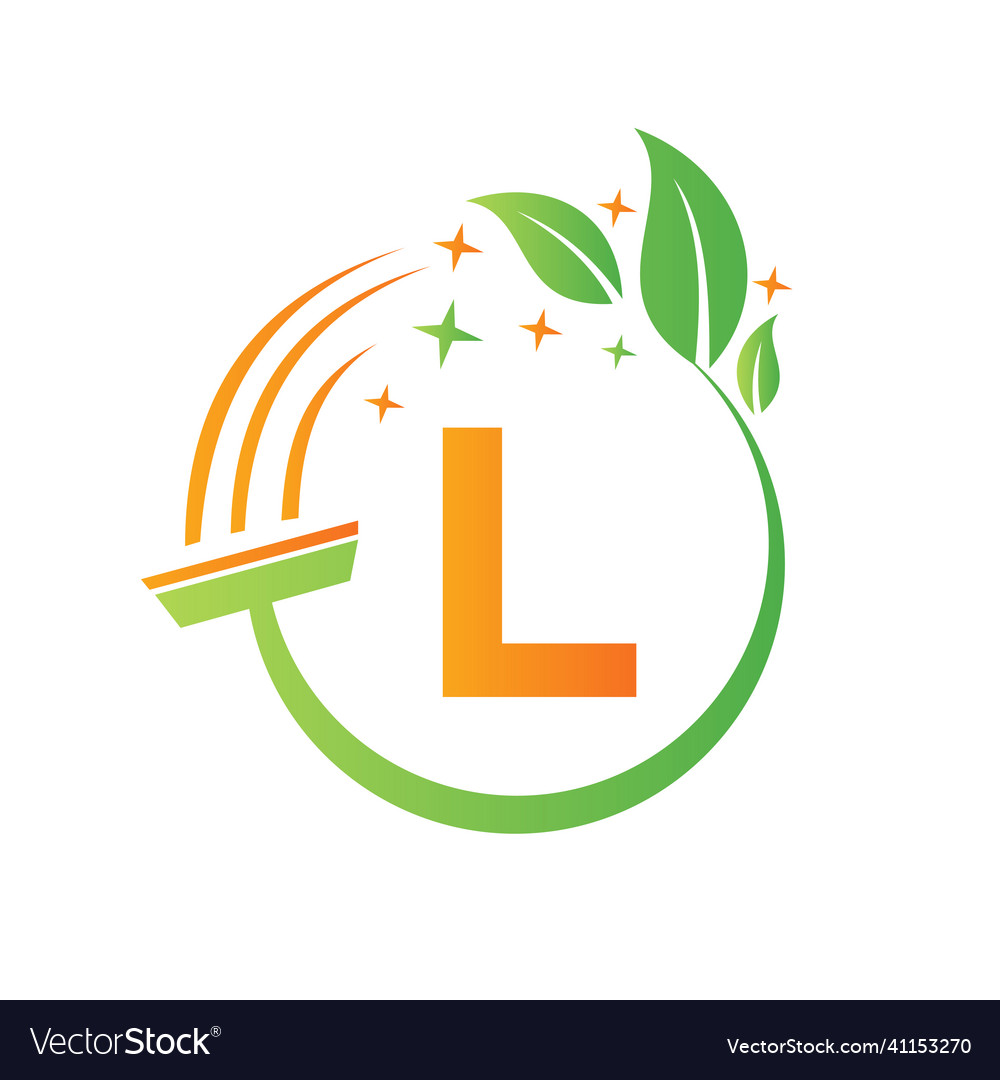 Cleaning service woman maid logo on letter l