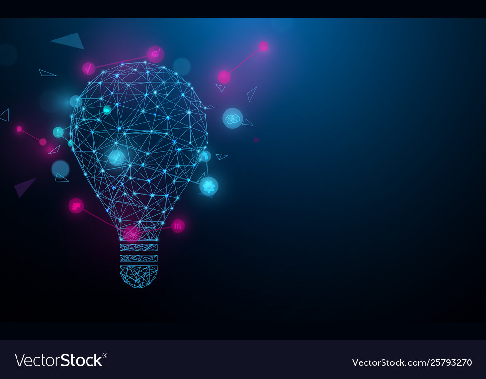 Creative light bulb from lines and particle style Vector Image