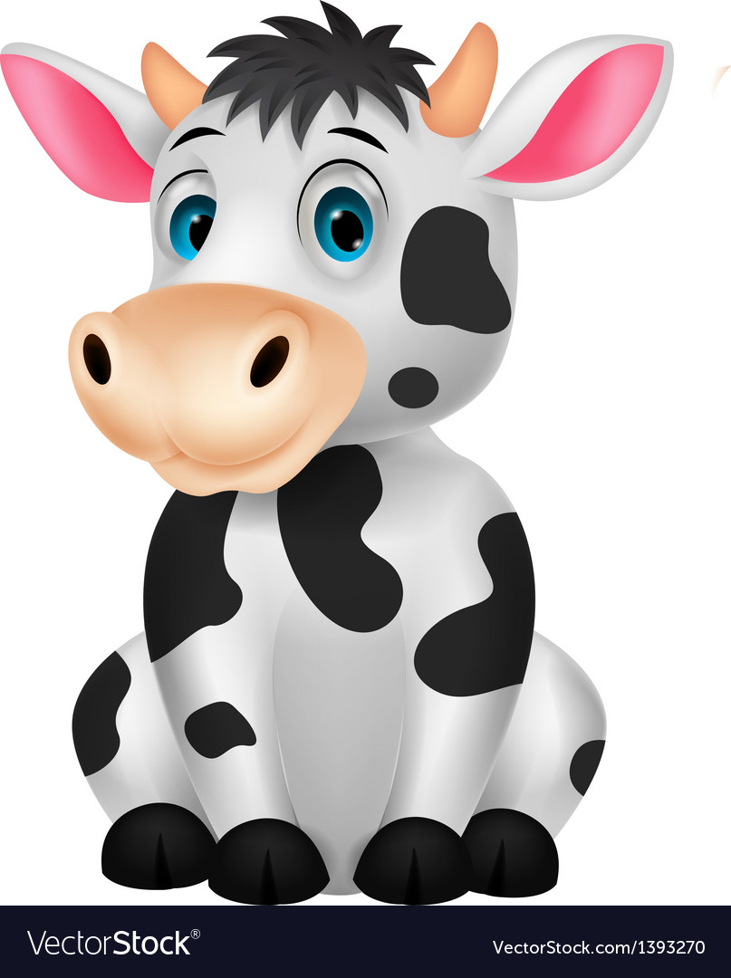 Cute cow cartoon sitting Royalty Free Vector Image