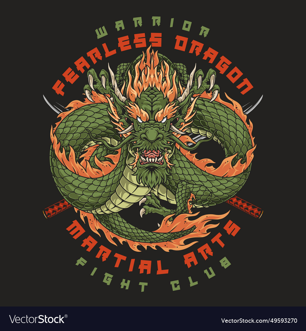 Fearless Warrior Dragon Colorful Poster Royalty Free Vector fearless-warriors-forged-in-the-fires-of-discipline-and-courage-the
