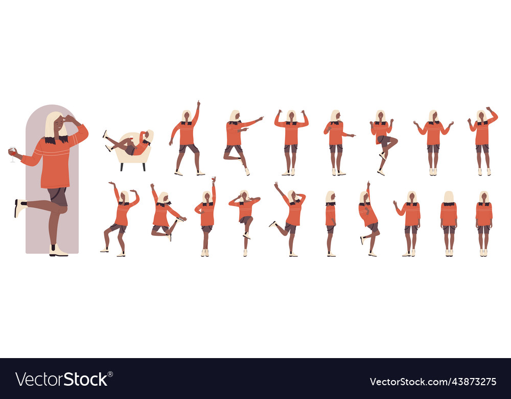 Black girl on fun dance party in dynamic actions Vector Image