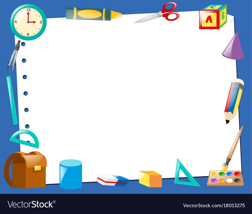 School Border Design   Border Template With School Items Vector 18013275 