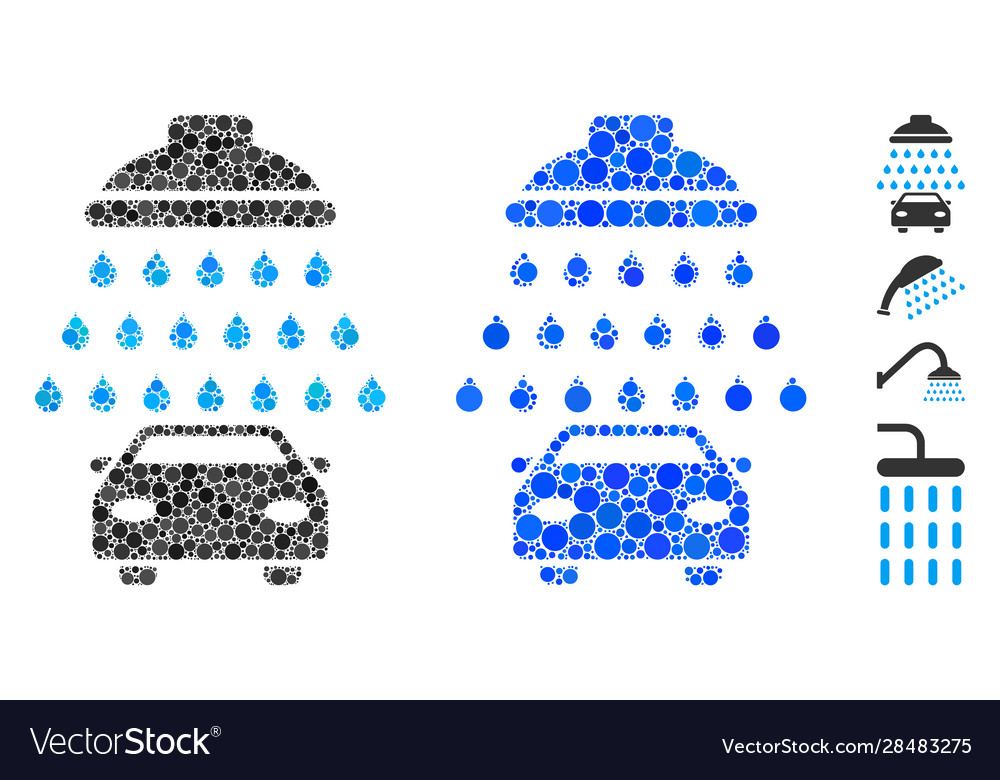 Car shower mosaic icon spheric items