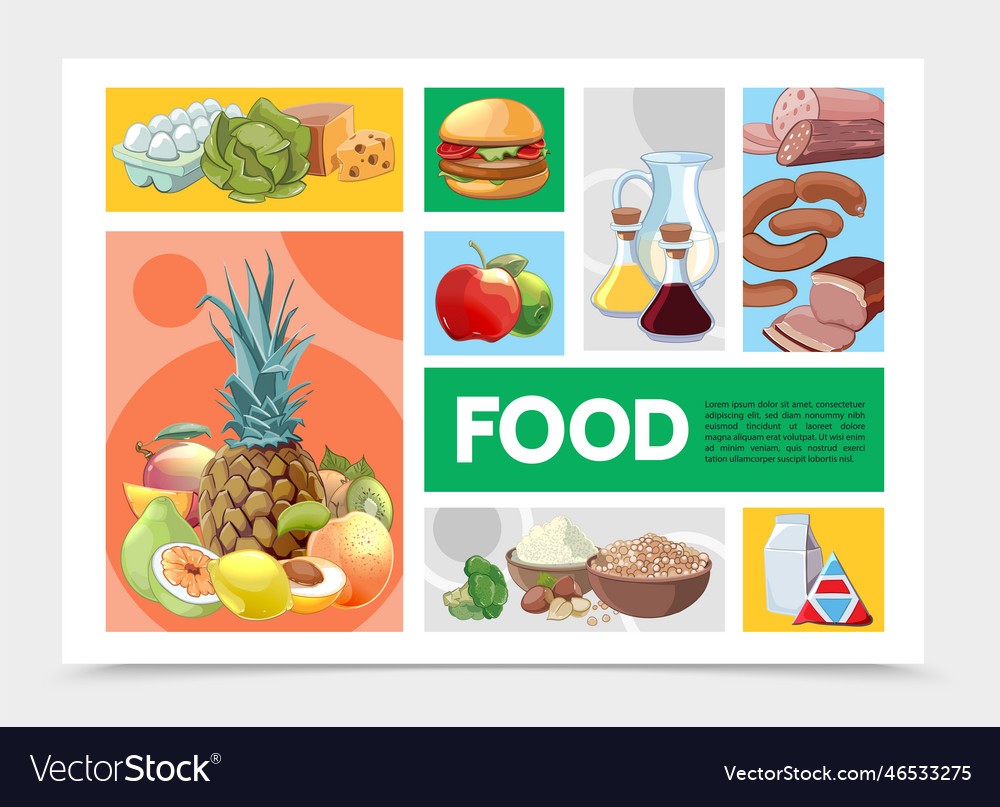 Cartoon Colorful Food Infographic Template Vector Image