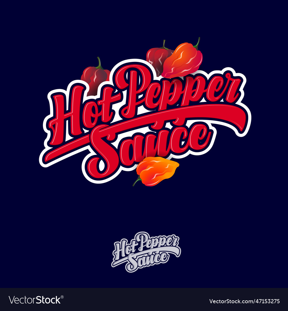 Hot pepper sauce logo lettering habanero peppers Vector Image