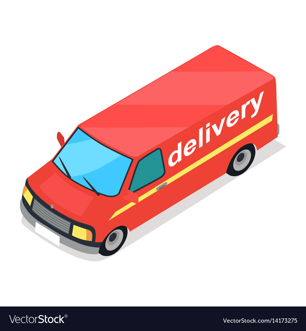 Red truck of delivery cartoon style flat design Vector Image