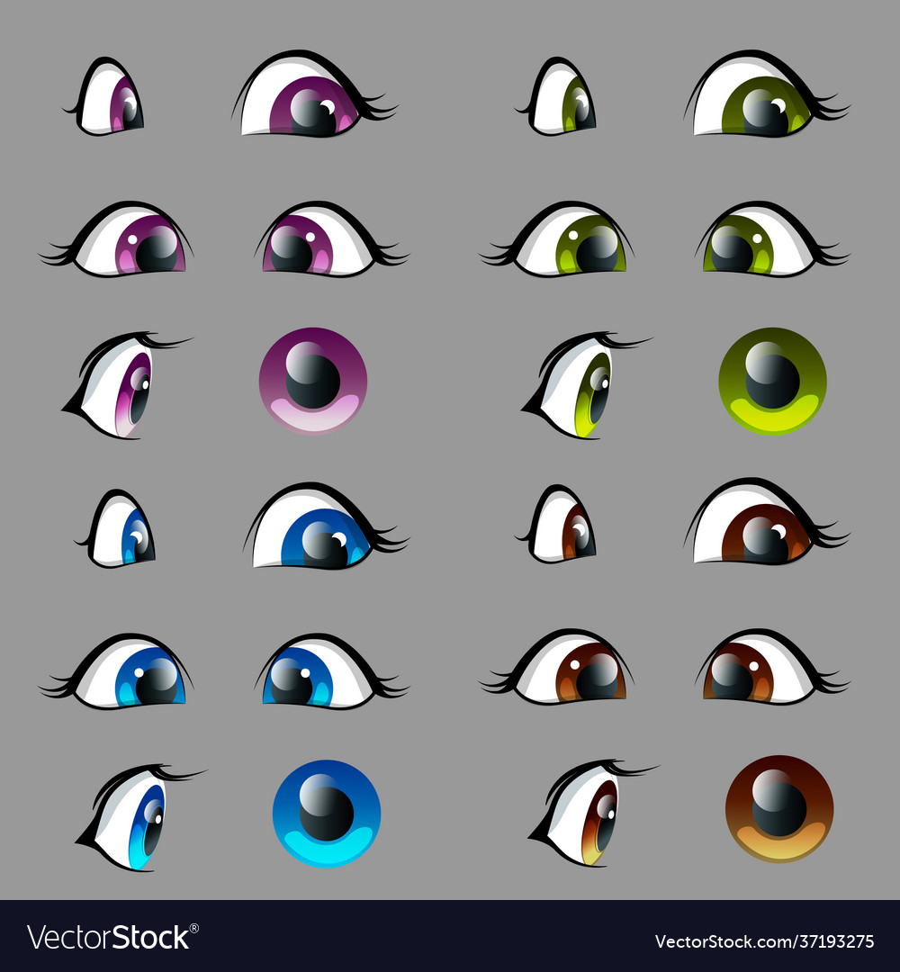 Set cartoon character anime eyes at different Vector Image Set cartoon character anime eyes at different Vector Image
