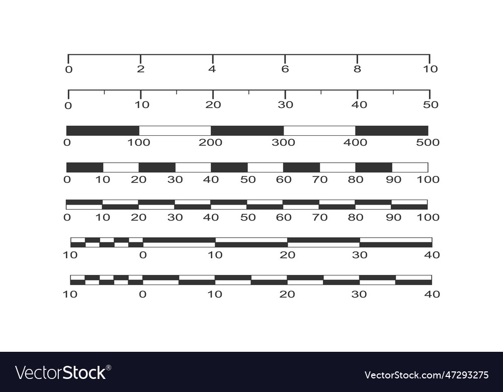 Set of line and bar scales of map distance Vector Image