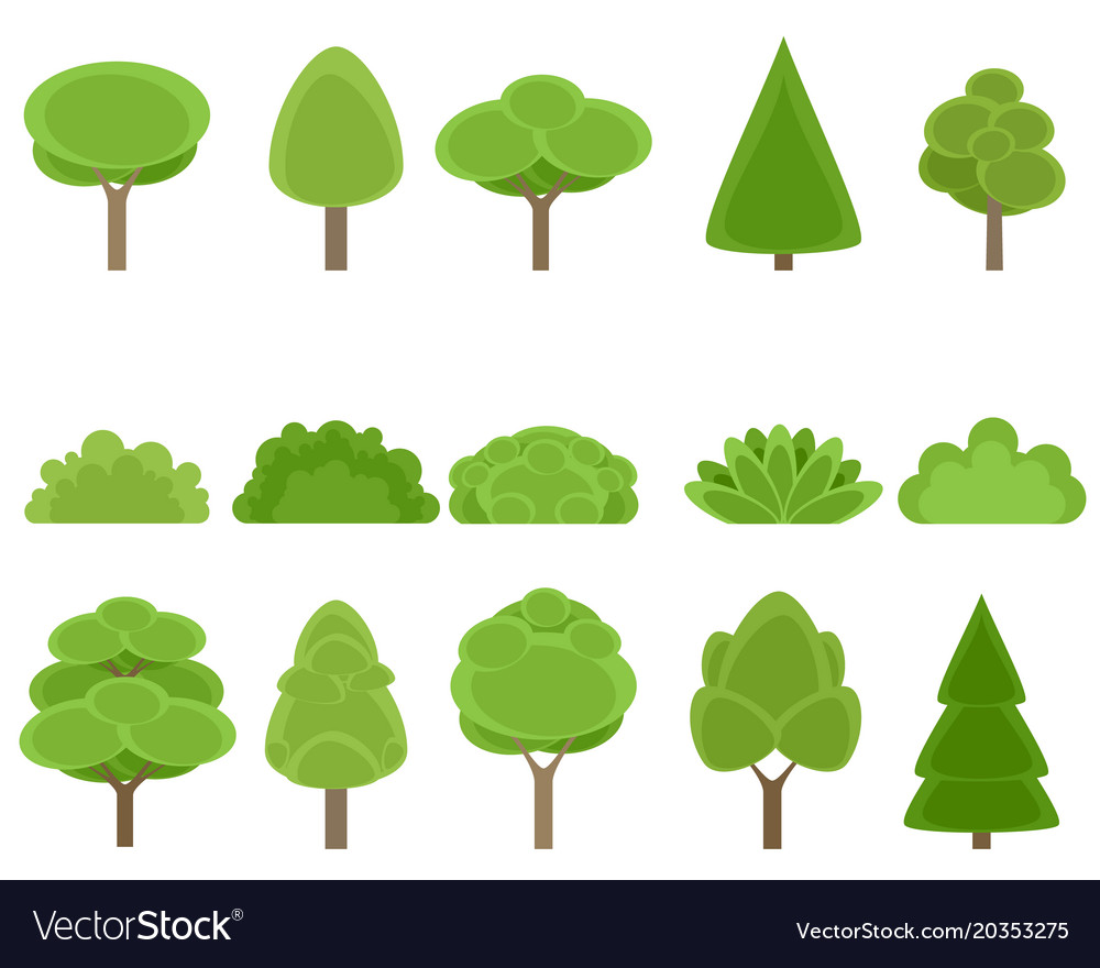 Set Of Trees And Shrubs Royalty Free Vector Image